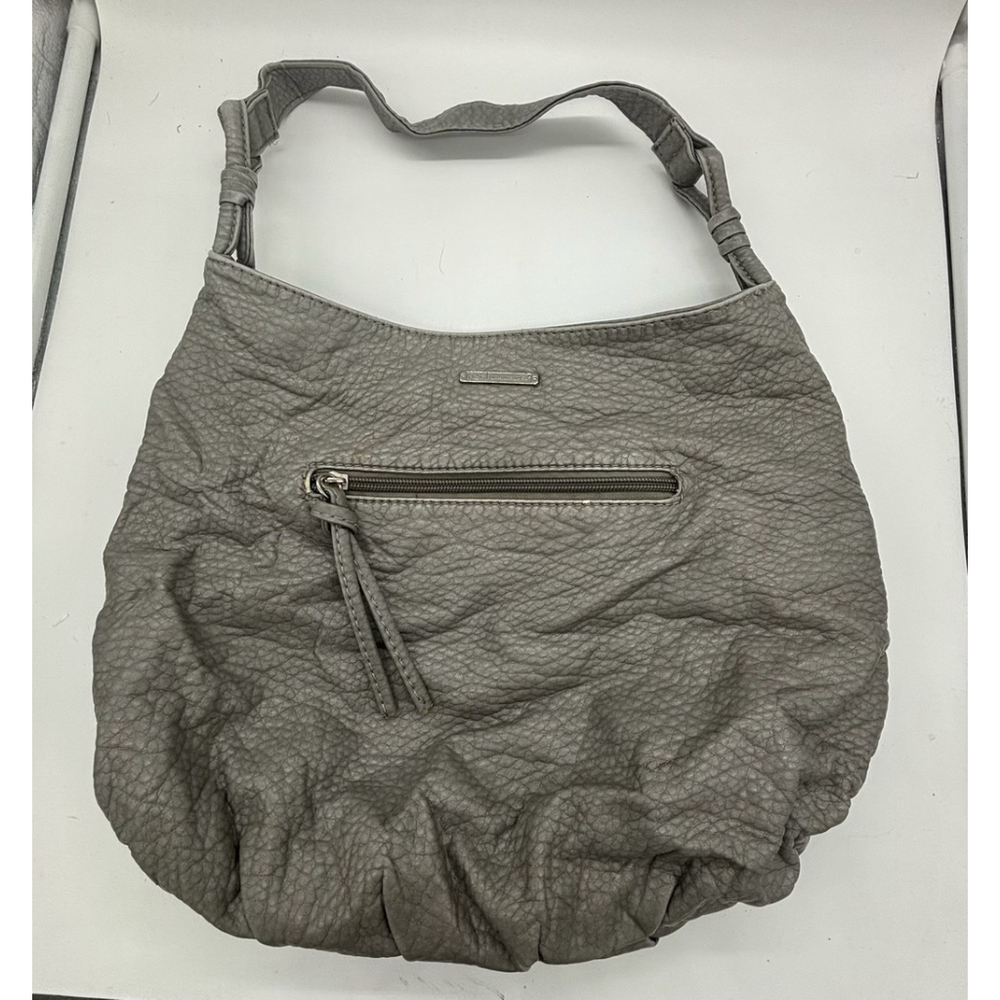 Marc Ecko Red Pebbled Leather Hobo Shoulder Bag Gray
